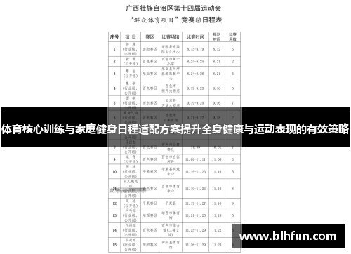 体育核心训练与家庭健身日程适配方案提升全身健康与运动表现的有效策略